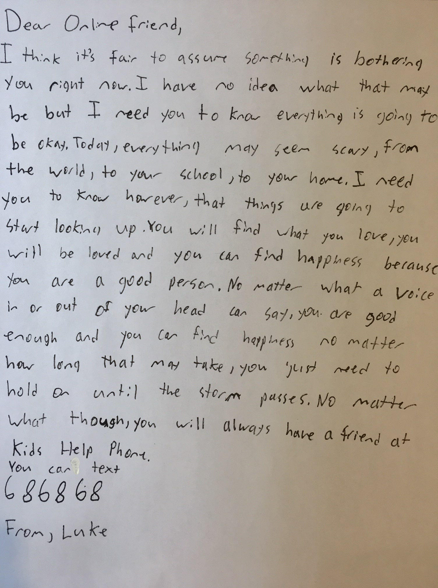 Dear online friend letter